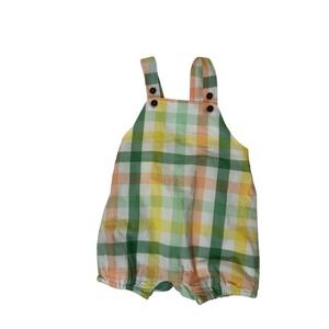 Janie and Jack Plaid Bubble Romper 3-6 Months Pastel Check‎ Baby Overalls NWT